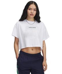 UAバーシティ ミックス ヘビーウエイト クロップ ショートスリーブ Tシャツ（トレーニング/レディース）