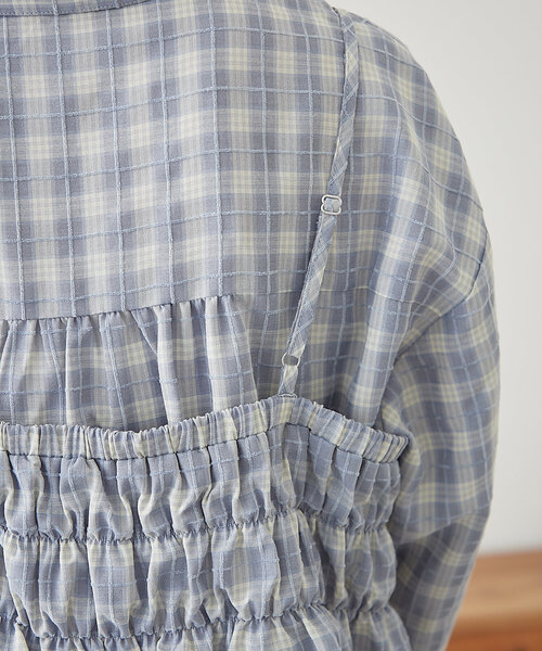 w closet(ダブルクローゼット)の「【2SETアイテム】ビスチェ付チェックシャツ(シャツ/ブラウス・レディース・ブルー/パープル/ブラック・FREE)」の10枚目の写真