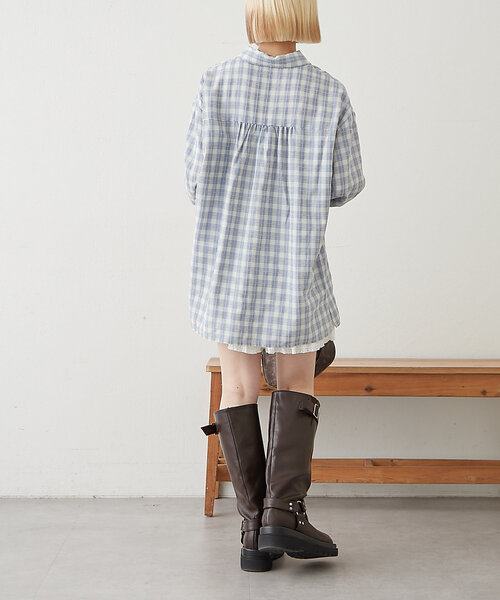 w closet(ダブルクローゼット)の「【2SETアイテム】ビスチェ付チェックシャツ(シャツ/ブラウス・レディース・ブルー/パープル/ブラック・FREE)」の19枚目の写真