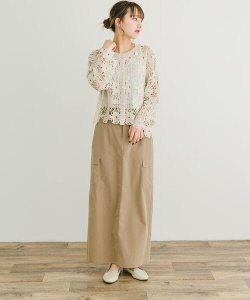 ITEMS URBANRESEARCH（アイテムズ アーバンリサーチ）の「アウトポケットロングスカート（スカート・レディース・ベージュ/ブラック/カーキ・FREE）」の5枚目の写真