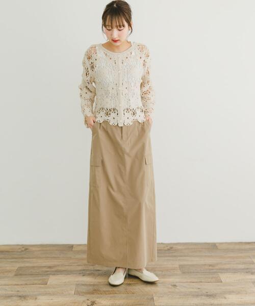 ITEMS URBANRESEARCH（アイテムズ アーバンリサーチ）の「アウトポケットロングスカート（スカート・レディース・ベージュ/ブラック/カーキ・FREE）」の6枚目の写真