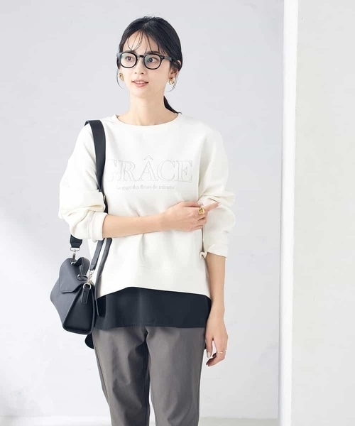 a.v.v（アーヴェヴェ）の「大人のロゴクロップドダンボールスウェット（スウェット・レディース・ミント/ホワイト・38/40/36）」の2枚目の写真