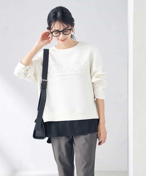 a.v.v（アーヴェヴェ）の「大人のロゴクロップドダンボールスウェット（スウェット・レディース・ミント/ホワイト・38/40/36）」の9枚目の写真