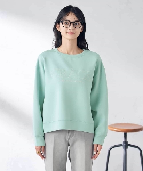 a.v.v（アーヴェヴェ）の「大人のロゴクロップドダンボールスウェット（スウェット・レディース・ミント/ホワイト・38/40/36）」の22枚目の写真