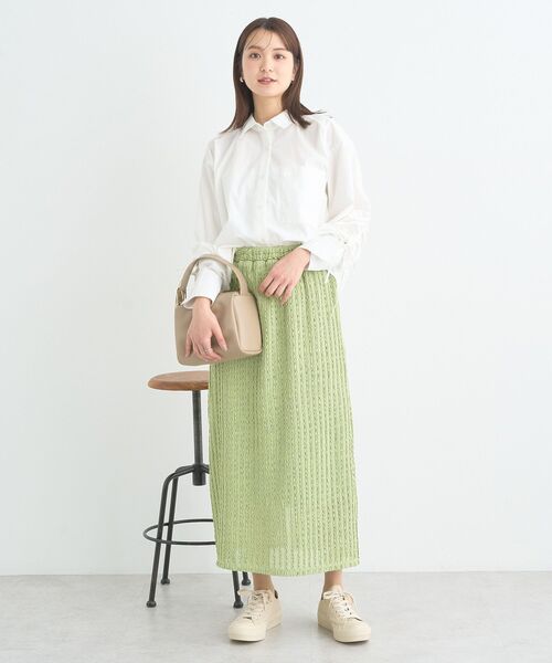 earth music&ecology（アースミュージックアンドエコロジー）の「バックドロストオーバーシャツ（シャツ/ブラウス・レディース・グリーン系その他3/ブルー系その他6/オフホワイト/ブルー・FREE）」の14枚目の写真