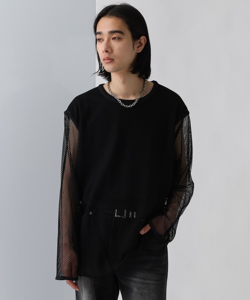 HARE（ハレ）の「OVERメッシュカットプルオーバー(HARE)（Tシャツ/カットソー・メンズ・ブラック/レッド/パープル/ホワイト・FREE）」の16枚目の写真