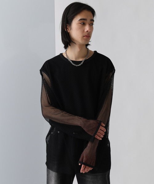 HARE（ハレ）の「OVERメッシュカットプルオーバー(HARE)（Tシャツ/カットソー・メンズ・ブラック/レッド/パープル/ホワイト・FREE）」の17枚目の写真