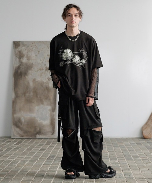 HARE（ハレ）の「OVERメッシュカットプルオーバー(HARE)（Tシャツ/カットソー・メンズ・ブラック/レッド/パープル/ホワイト・FREE）」の5枚目の写真