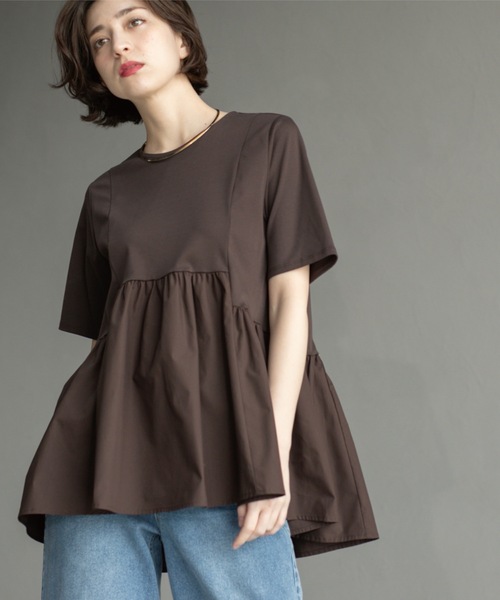 OPAQUE.CLIP（オペークドットクリップ）の「ペプラムドッキングカットソー【洗濯機洗い可】（Tシャツ/カットソー・レディース・ブラック/ブラウン系その他/チャコールグレー/ホワイト・36/38/40/34/42）」の17枚目の写真