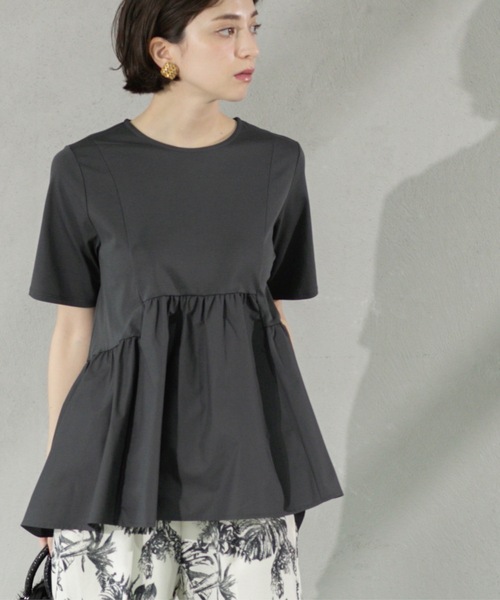 OPAQUE.CLIP（オペークドットクリップ）の「ペプラムドッキングカットソー【洗濯機洗い可】（Tシャツ/カットソー・レディース・ブラック/ブラウン系その他/チャコールグレー/ホワイト・36/38/40/34/42）」の21枚目の写真