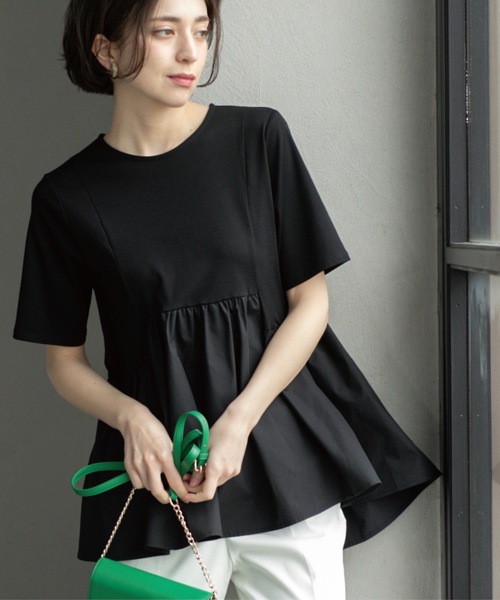 OPAQUE.CLIP（オペークドットクリップ）の「ペプラムドッキングカットソー【洗濯機洗い可】（Tシャツ/カットソー・レディース・ブラック/ブラウン系その他/チャコールグレー/ホワイト・36/38/40/34/42）」の8枚目の写真