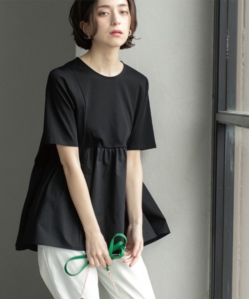 OPAQUE.CLIP（オペークドットクリップ）の「ペプラムドッキングカットソー【洗濯機洗い可】（Tシャツ/カットソー・レディース・ブラック/ブラウン系その他/チャコールグレー/ホワイト・36/38/40/34/42）」の6枚目の写真