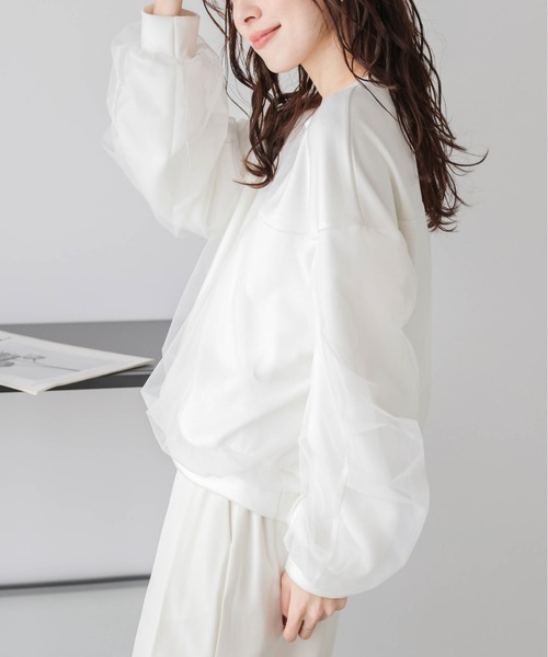 セール】チュールレイヤードプルオーバー（Tシャツ/カットソー