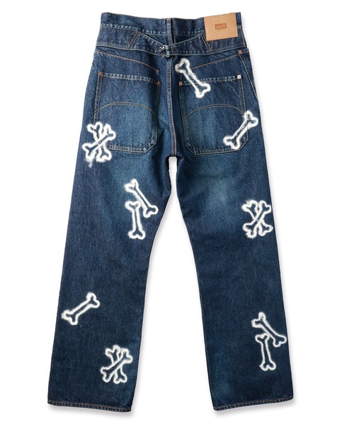 amok（アモク）の「HAND PAINTING DENIM PANTS（デニムパンツ・メンズ・ライトインディゴブルー/インディゴブルー・S/M/L）」の7枚目の写真