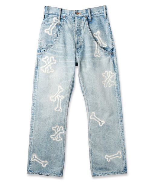 amok（アモク）の「HAND PAINTING DENIM PANTS（デニムパンツ・メンズ・ライトインディゴブルー/インディゴブルー・S/M/L）」の8枚目の写真