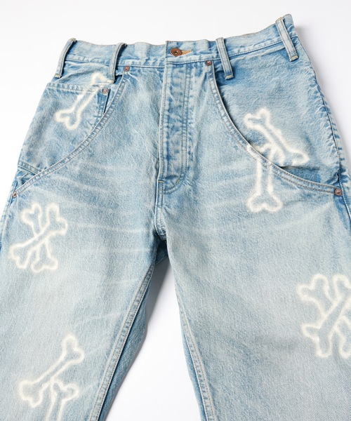 amok（アモク）の「HAND PAINTING DENIM PANTS（デニムパンツ・メンズ・ライトインディゴブルー/インディゴブルー・S/M/L）」の10枚目の写真