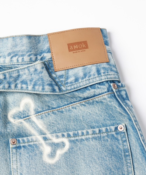 amok（アモク）の「HAND PAINTING DENIM PANTS（デニムパンツ・メンズ・ライトインディゴブルー/インディゴブルー・S/M/L）」の14枚目の写真