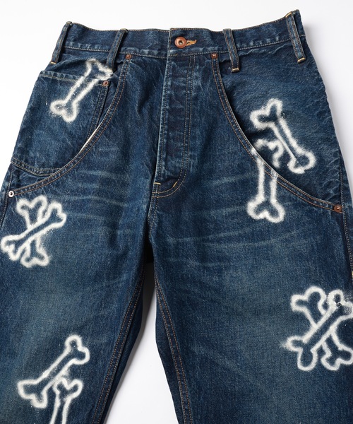 amok（アモク）の「HAND PAINTING DENIM PANTS（デニムパンツ・メンズ・ライトインディゴブルー/インディゴブルー・S/M/L）」の15枚目の写真