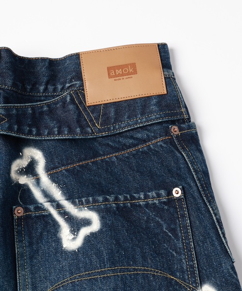 amok（アモク）の「HAND PAINTING DENIM PANTS（デニムパンツ・メンズ・ライトインディゴブルー/インディゴブルー・S/M/L）」の19枚目の写真