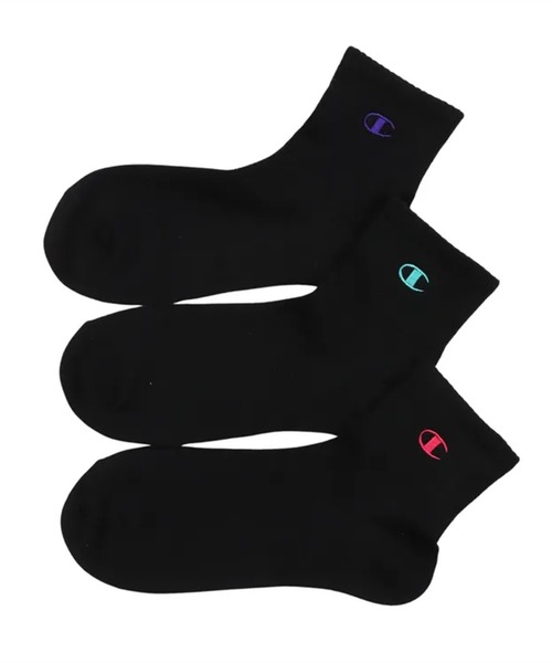 Champion(チャンピオン)の「CHAMPION/チャンピオン ソックス ウィメンズ 3足組 クォーターレングスソックス ノンパイル CWSCY203(ソックス/靴下・レディース・ブラック/ホワイト・S)」の2枚目の写真