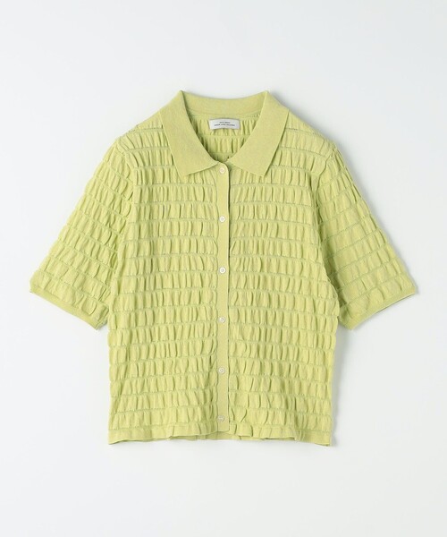 green label relaxing(グリーンレーベルリラクシング)の「シャーリング ポロニット カーディガン -ウォッシャブル-(カーディガン/ボレロ・レディース・オフホワイト/ネイビー/イエロー・FREE)」の11枚目の写真