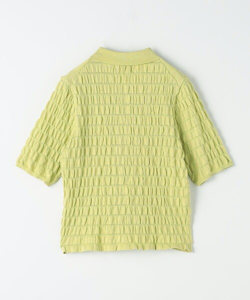 green label relaxing(グリーンレーベルリラクシング)の「シャーリング ポロニット カーディガン -ウォッシャブル-(カーディガン/ボレロ・レディース・オフホワイト/ネイビー/イエロー・FREE)」の5枚目の写真