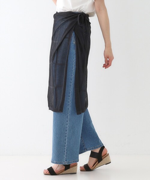 Cutie Blonde（キューティーブロンド）の「パッチワーク風ニット 巻きスカート（スカート・レディース・ブラック/アイボリー・00）」の10枚目の写真