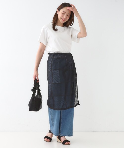 Cutie Blonde（キューティーブロンド）の「パッチワーク風ニット 巻きスカート（スカート・レディース・ブラック/アイボリー・00）」の9枚目の写真