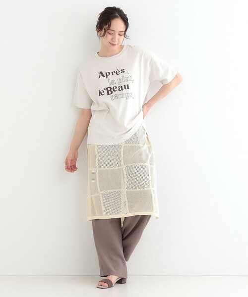 Cutie Blonde（キューティーブロンド）の「パッチワーク風ニット 巻きスカート（スカート・レディース・ブラック/アイボリー・00）」の5枚目の写真