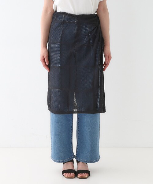 Cutie Blonde（キューティーブロンド）の「パッチワーク風ニット 巻きスカート（スカート・レディース・ブラック/アイボリー・00）」の3枚目の写真