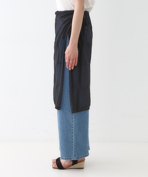 Cutie Blonde（キューティーブロンド）の「パッチワーク風ニット 巻きスカート（スカート・レディース・ブラック/アイボリー・00）」の16枚目の写真