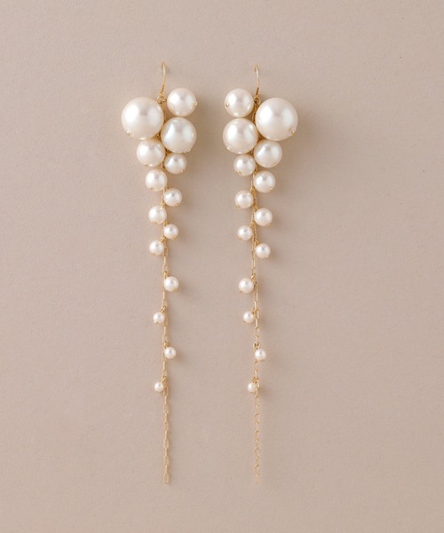 CALIN STANDARD(カリンスタンダード)の「◆◆金属アレルギー対応◆◆〈ecru〉ロングチェーンパールピアス(ピアス(両耳用)・レディース・ゴールド・FREE)」の1枚目の写真