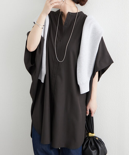 Another Branch olive des olive(アナザーブランチオリーブデオリーブ)の「【リバイバル】再生産決定!ドルマンBIGシャツ(シャツ/ブラウス・レディース・ブラック/オフホワイト/カーキ/ドット/ロイヤルブルー/ブラウン/その他11・FREE)」の9枚目の写真