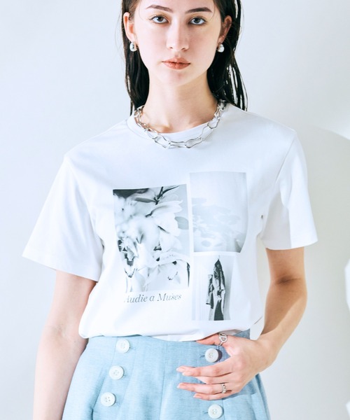 Audie a Muses(オーディアミューズ)の「フォトプリントTシャツ(Tシャツ/カットソー・レディース・ブラック/オフホワイト・42/38)」の4枚目の写真