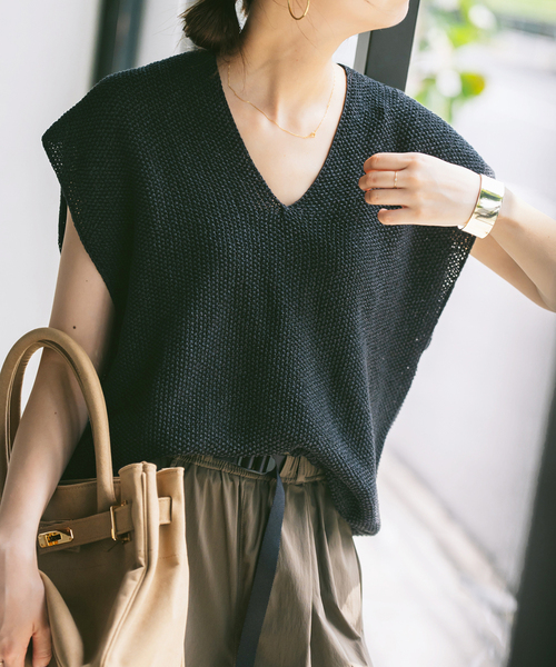 Spick and Span ペーパーヤーンルーズニットベスト　ホワイト Spick & Span｜ペーパーヤーンルーズニットベスト | Rakuten