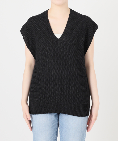 セール】ペーパーヤーンルーズニットベスト（ベスト）｜Spick & Span