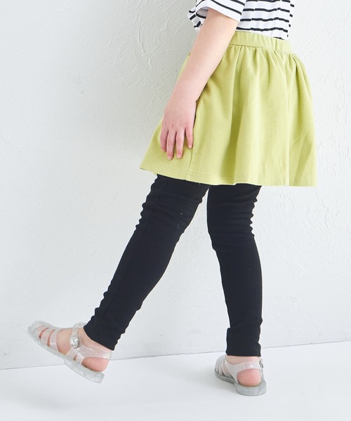 pairmanon（ペアマノン）の「【両側ポケット付き】10分丈 無地 スカート ドッキング スカッツ（レギンス/スパッツ・キッズ・ライトブルー/ブラック/ドット/ベージュ/グリーン系その他/ピンク・110/100/120/130/140/90）」の3枚目の写真