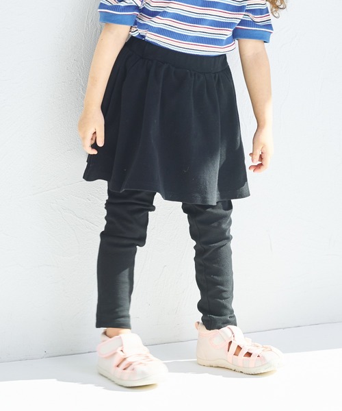 pairmanon（ペアマノン）の「【両側ポケット付き】10分丈 無地 スカート ドッキング スカッツ（レギンス/スパッツ・キッズ・ライトブルー/ブラック/ドット/ベージュ/グリーン系その他/ピンク・110/100/120/130/140/90）」の7枚目の写真