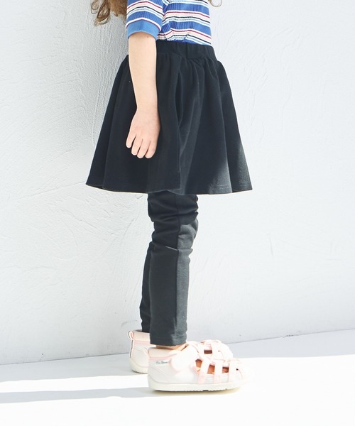 pairmanon（ペアマノン）の「【両側ポケット付き】10分丈 無地 スカート ドッキング スカッツ（レギンス/スパッツ・キッズ・ライトブルー/ブラック/ドット/ベージュ/グリーン系その他/ピンク・110/100/120/130/140/90）」の9枚目の写真