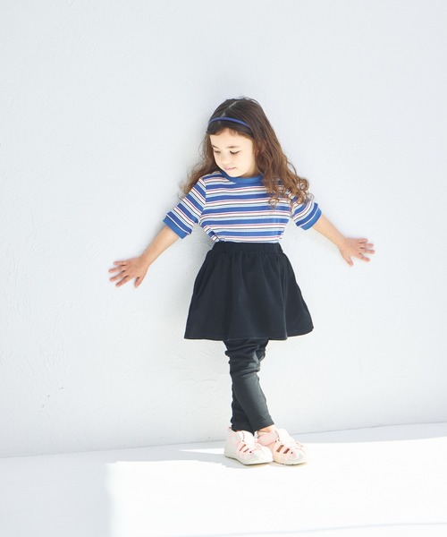 pairmanon（ペアマノン）の「【両側ポケット付き】10分丈 無地 スカート ドッキング スカッツ（レギンス/スパッツ・キッズ・ライトブルー/ブラック/ドット/ベージュ/グリーン系その他/ピンク・110/100/120/130/140/90）」の10枚目の写真