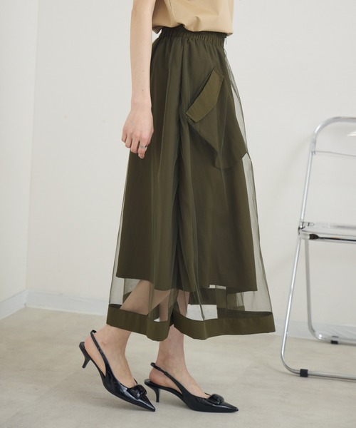 Paradise Picnic（パラダイスピクニック）の「ZIP使いチュール重ねスカート（スカート・レディース・ブラック/チャコールグレー/カーキ・FREE）」の21枚目の写真