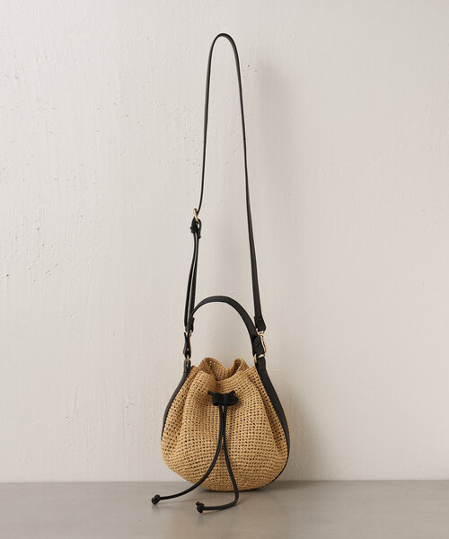 Jena espace merveilleux（ジェナ　エスパスメルヴェイユ）の「ラフィア巾着バッグ（トートバッグ・レディース・ブラック/ベージュ・FREE）」の11枚目の写真