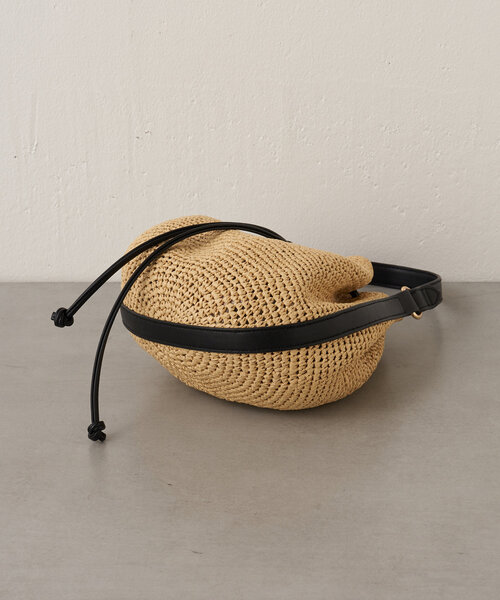 Jena espace merveilleux（ジェナ　エスパスメルヴェイユ）の「ラフィア巾着バッグ（トートバッグ・レディース・ブラック/ベージュ・FREE）」の14枚目の写真