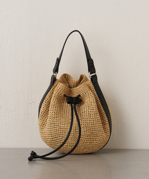 Jena espace merveilleux（ジェナ　エスパスメルヴェイユ）の「ラフィア巾着バッグ（トートバッグ・レディース・ブラック/ベージュ・FREE）」の15枚目の写真