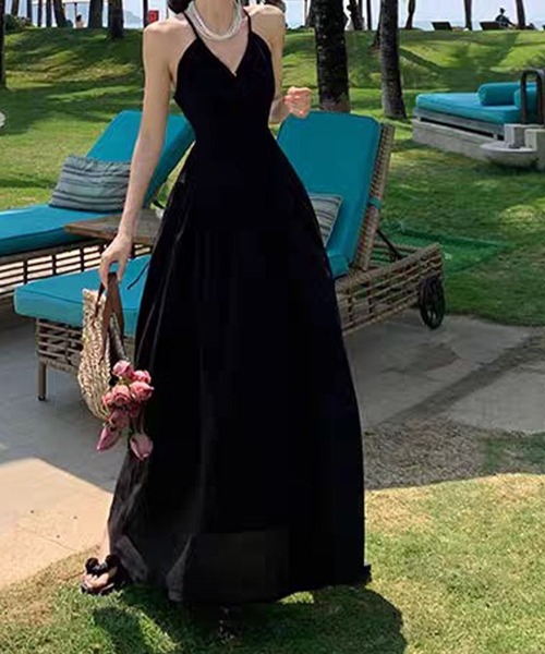 バックシャンリボン ロングフレアワンピース（ワンピース）｜meJane