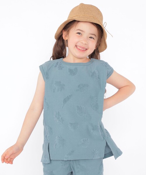 SHIPS（シップス）の「SHIPS KIDS:100cm～130cm / パイル ジャカード ノースリーブ TEE（タンクトップ・キッズ・ブルー系/オフホワイト・100/110/120/130）」の2枚目の写真