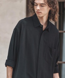 CAMBIO | ms6055-Linen Rayon Fly Front 3-4 Sleeve Shirts 七分袖シャツ(シャツ/ブラウス)