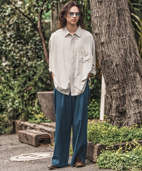 CAMBIO（カンビオ）の「ms6055-Linen Rayon Fly Front 3-4 Sleeve Shirts 七分袖シャツ（シャツ/ブラウス・メンズ・ダークカーキ/ブラック/キナリ・S/M/L）」の15枚目の写真