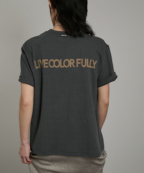 Americana（アメリカーナ）】ラフィー丸胴 プリントT（Tシャツ
