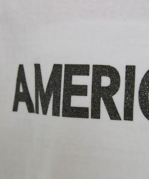 Americana（アメリカーナ）】ラフィー丸胴 ロゴプリントTシャツ